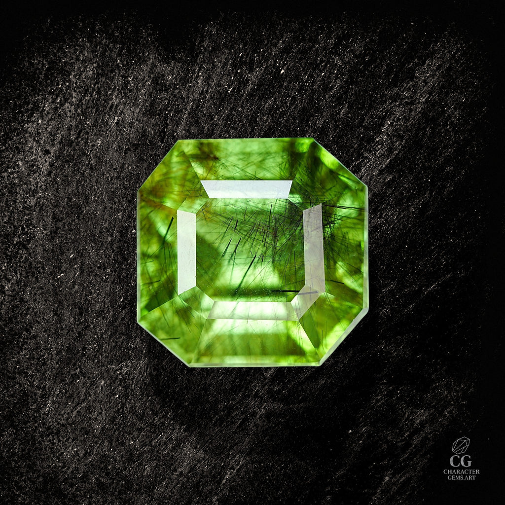 Helle grüne Peridot-Edelstein mit 13,77 Karat, von Character Gemstones, zeigt glänzende Oberflächen und klare, natürliche Farbe