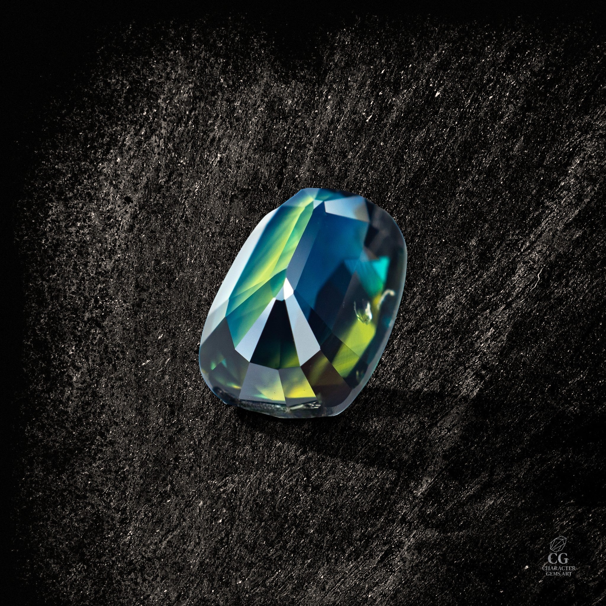 Heller blauer Saphir von Character Gemstones, 2,56 Karat, mit funkelnder Oberfläche und klaren Details.