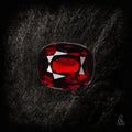 Heller Imperial Crimson Spinell von Character Gemstones, 3,85 Karat, mit funkelndem, tiefrotem Edelstein auf schwarzem Hintergrund