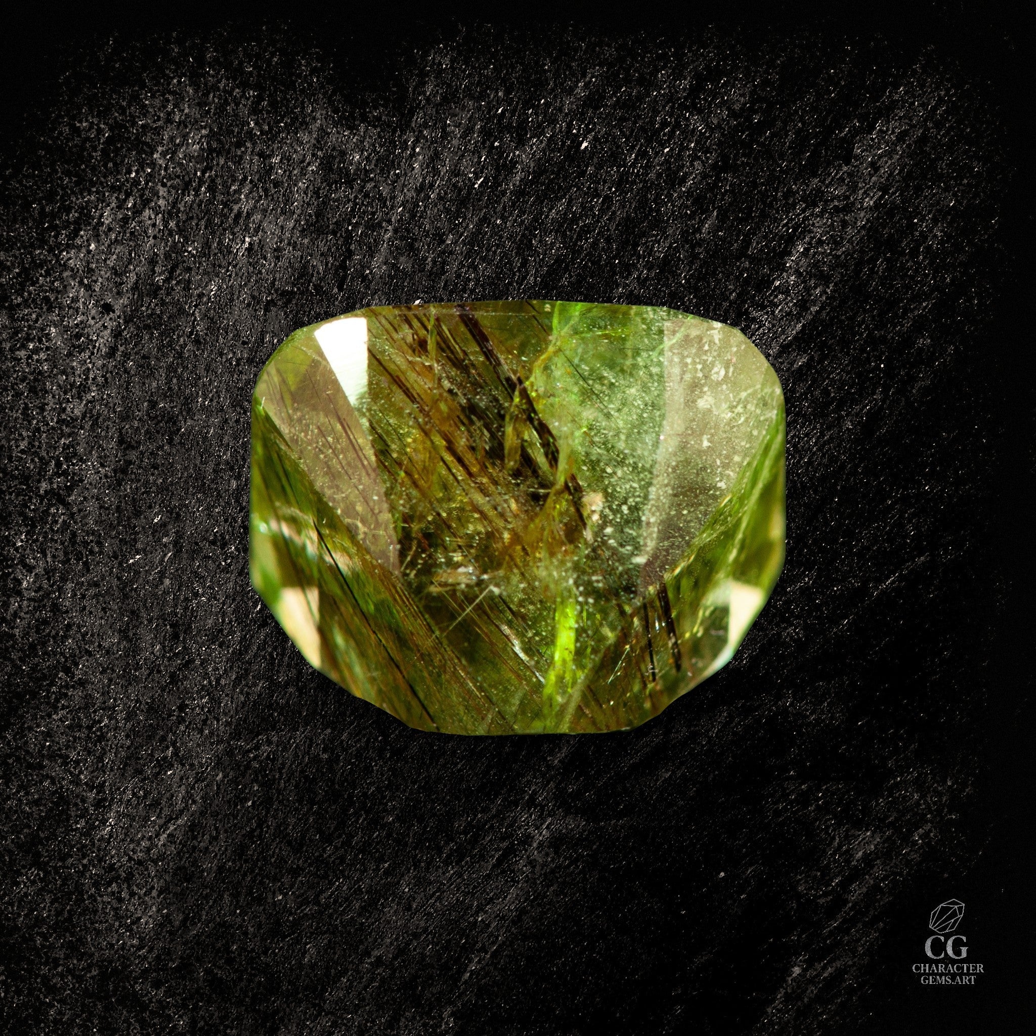 Verdant Filament - einzigartiger Peridot mit Ludwigit