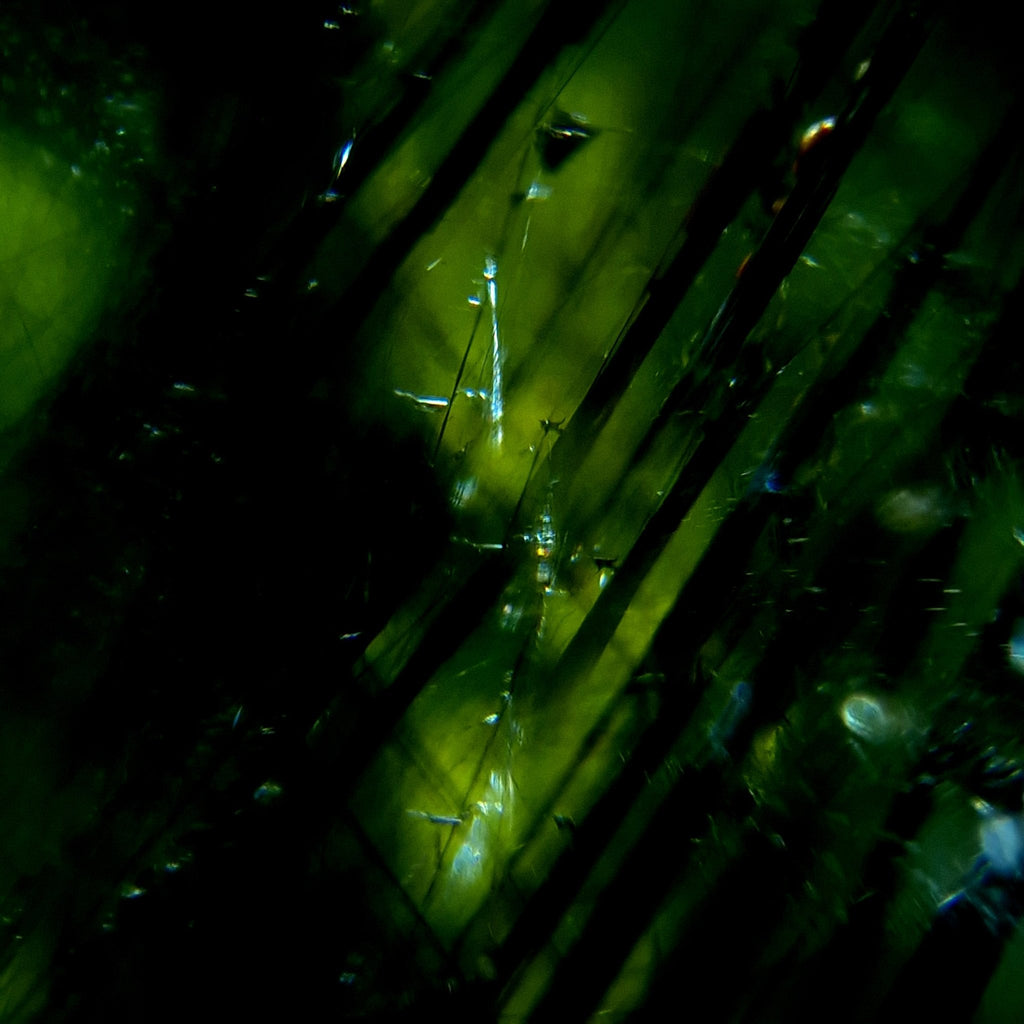 Verdant Filament - einzigartiger Peridot mit Ludwigit