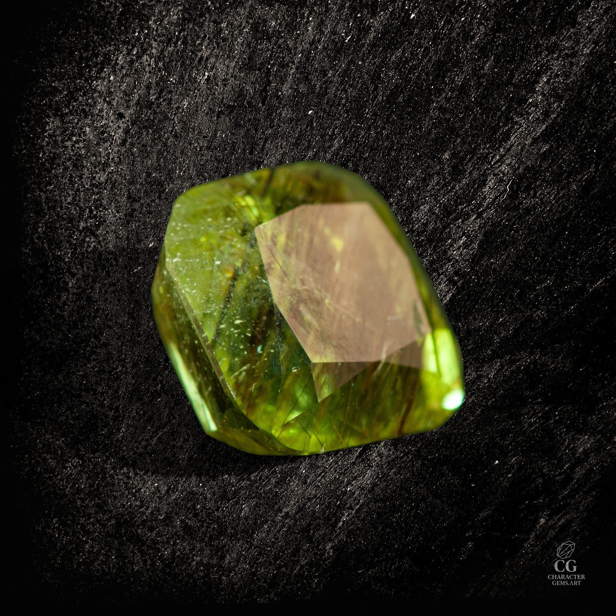 Verdant Filament - einzigartiger Peridot mit Ludwigit