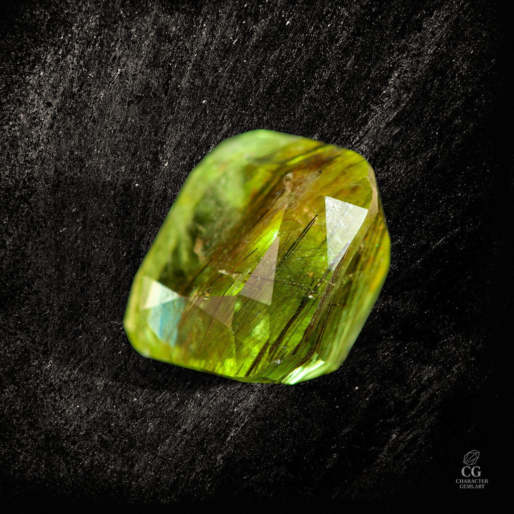 Verdant Filament - einzigartiger Peridot mit Ludwigit